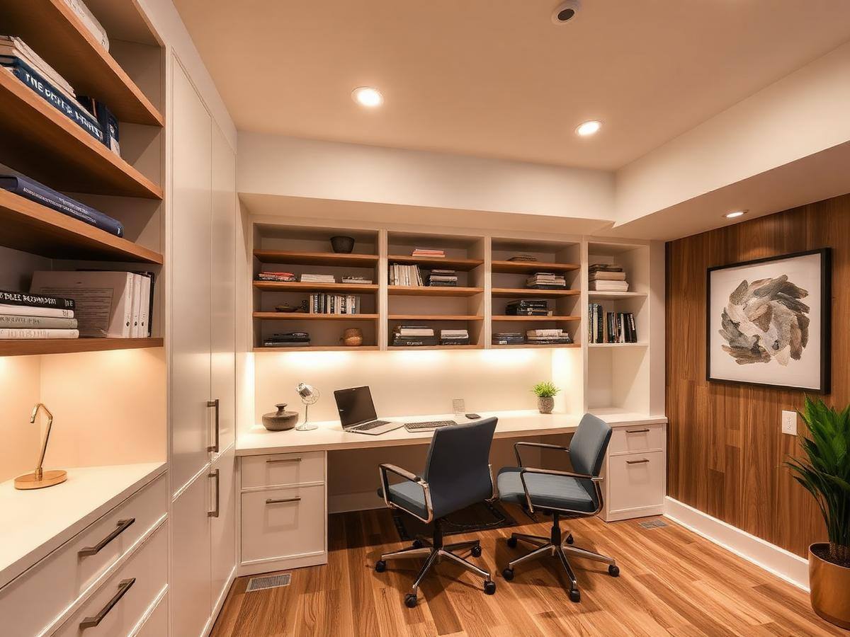 Finished Bronx basement with recessed lighting and luxury vinyl plank flooring